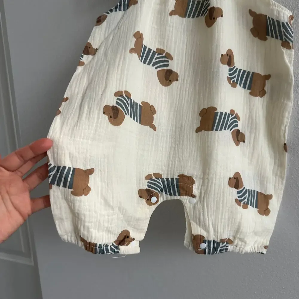 Baby Boy Dog Print cotton overall Size 12M